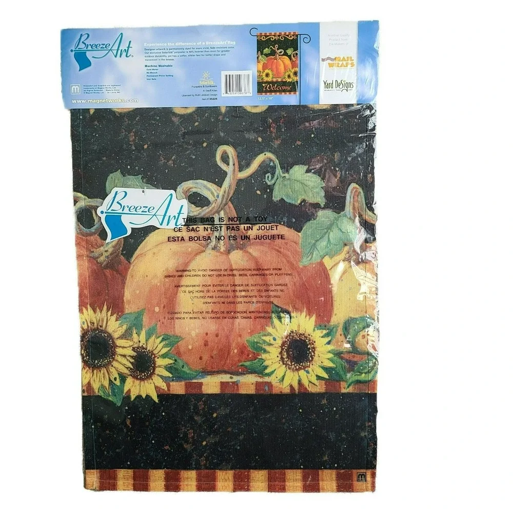 Breeze Art‎ Summer and Fall Pumpkin Flags 12 x 18 Decorative Garden Set of 2 New